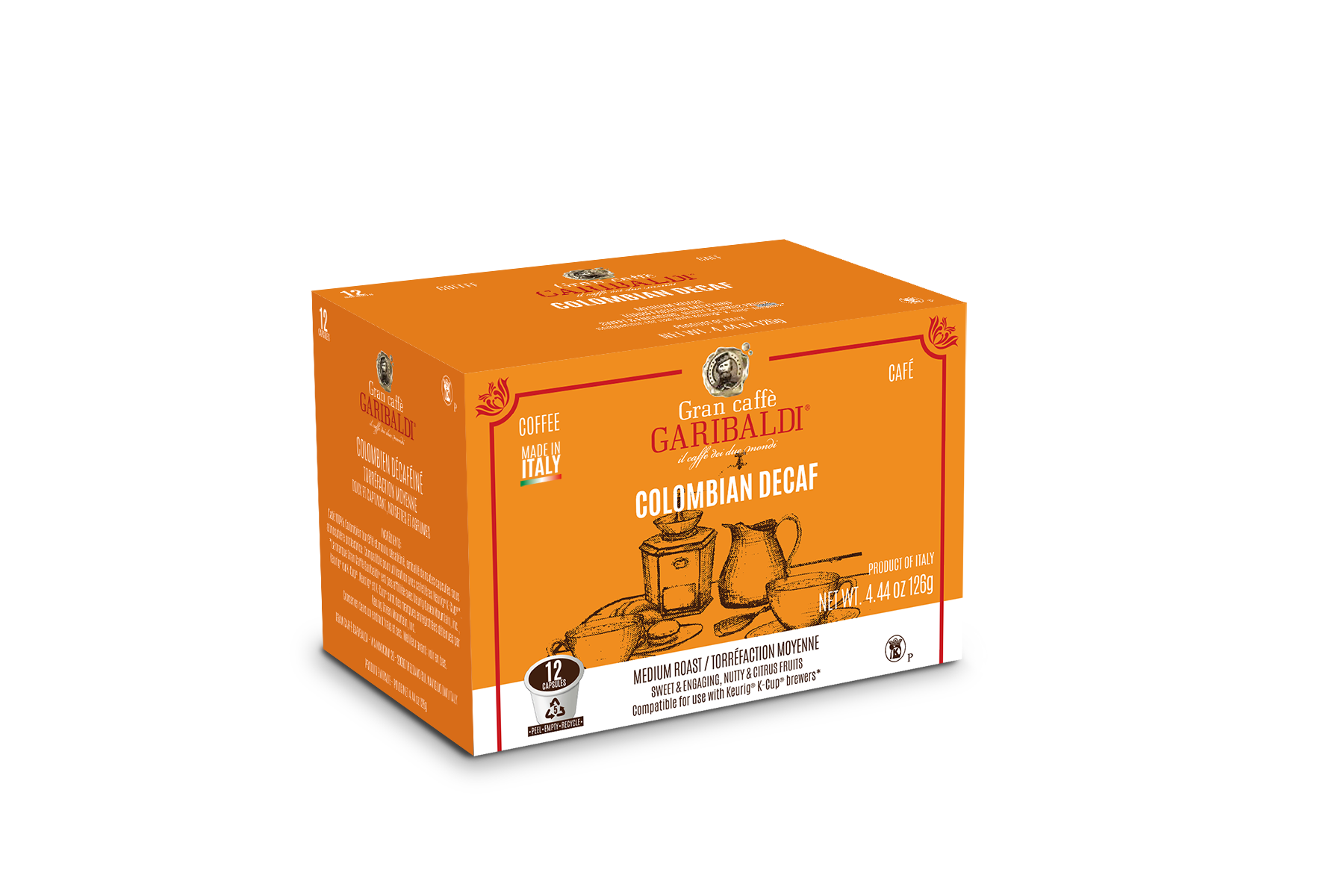 Gran Cafe Garibaldi Colombian Decaf Keurig Compatible Coffee Pods